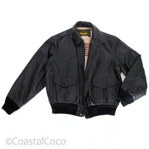 Landing Leathers Air Force A-2 Flight Bomber Jacket Mens L Aviator Leather USA